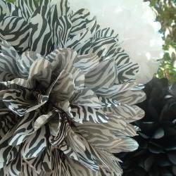 Zebra, White, Black paper pom. Set of 3 