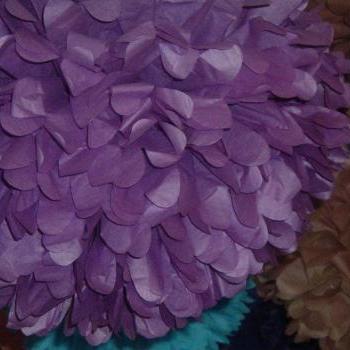 7 Tissue paper pom poms. Party decoration.